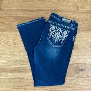 Grace in LA Women's Blue Embroidered Jeans 32